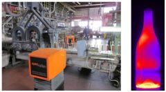 Fig. 5. With two cameras positioned in an angle on each side of the conveyor belt directly after the forming machine a thermal image is made of each passing bottle